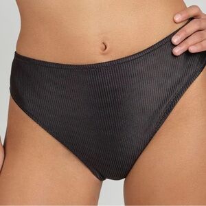 NWT Lively Black Swim Ribbed High Waist Bikini Bottoms Style 38003 Size Small